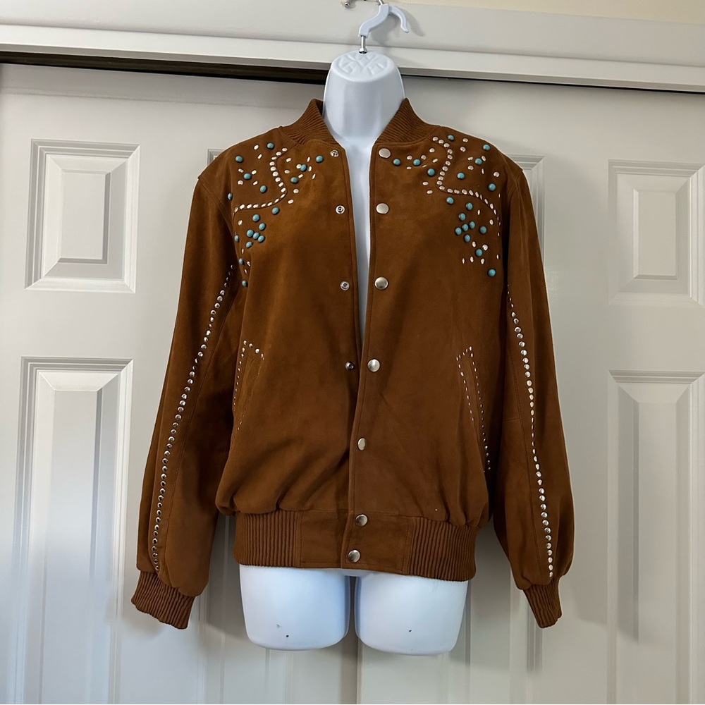Free People Dancassab Ennio Bomber leather Jacket x Free People Medium - Picture 8 of 8